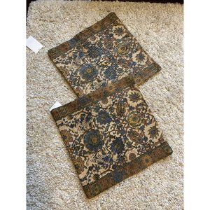 SURYA INDIA JUTE (2) PILLOW COVERS 18x18 NWT SD003-1818